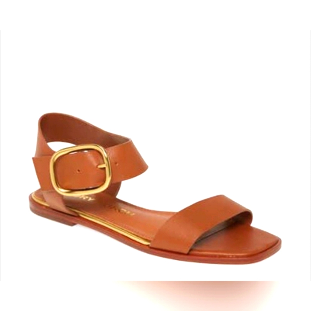 TORY BURCH Designer Selby Leather Strappy Sandal In Brown 10.5